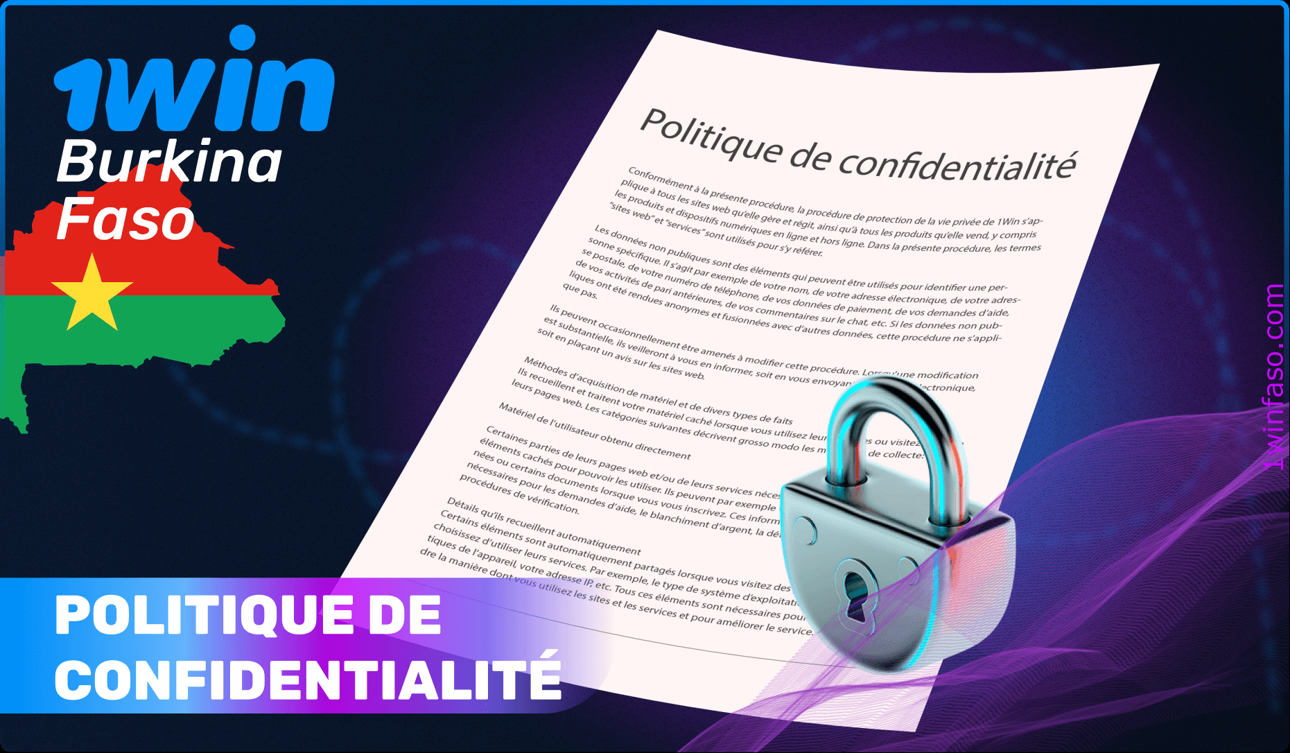 Politique de confidentialité sur le site 1Win au Burkina Faso.