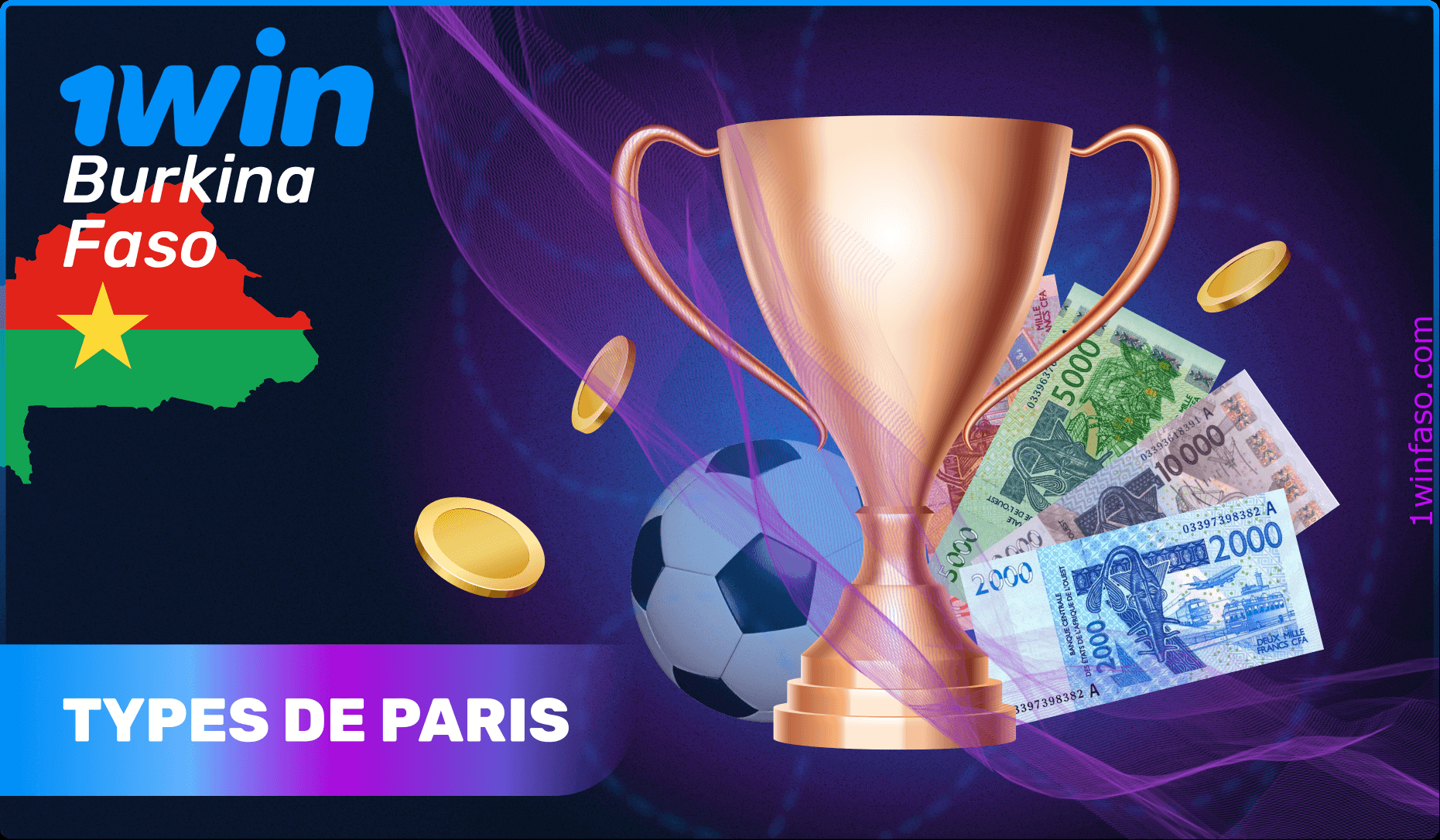Les joueurs du Burkina Faso peuvent placer différents types de paris à 1win.