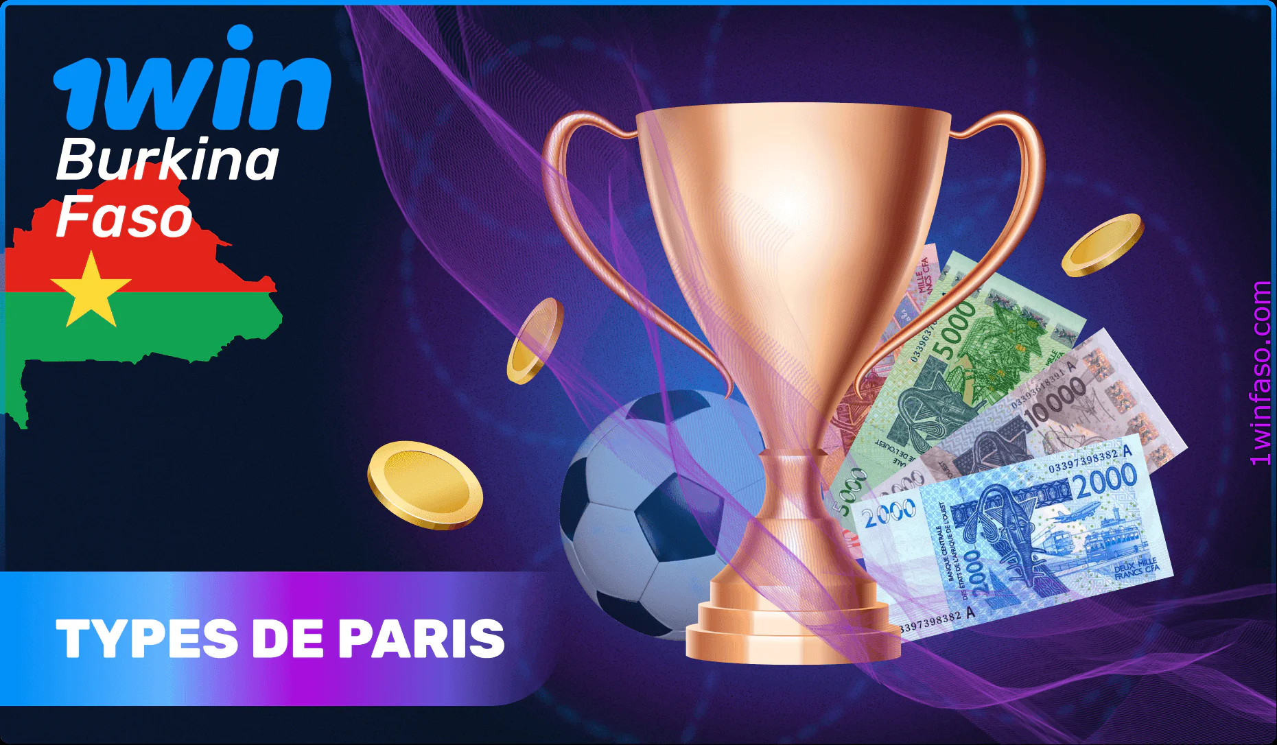 Les joueurs du Burkina Faso peuvent placer différents types de paris à 1win.