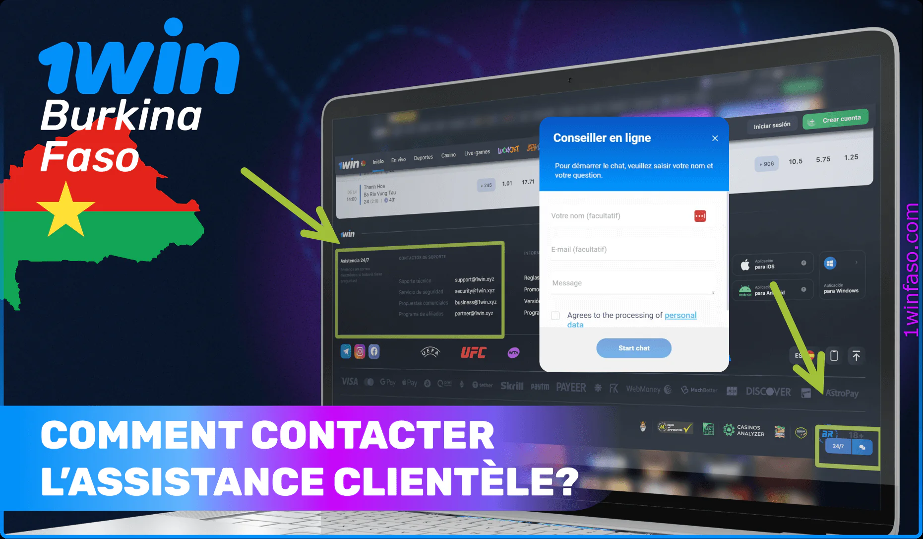 Façons de contacter le support 1win.