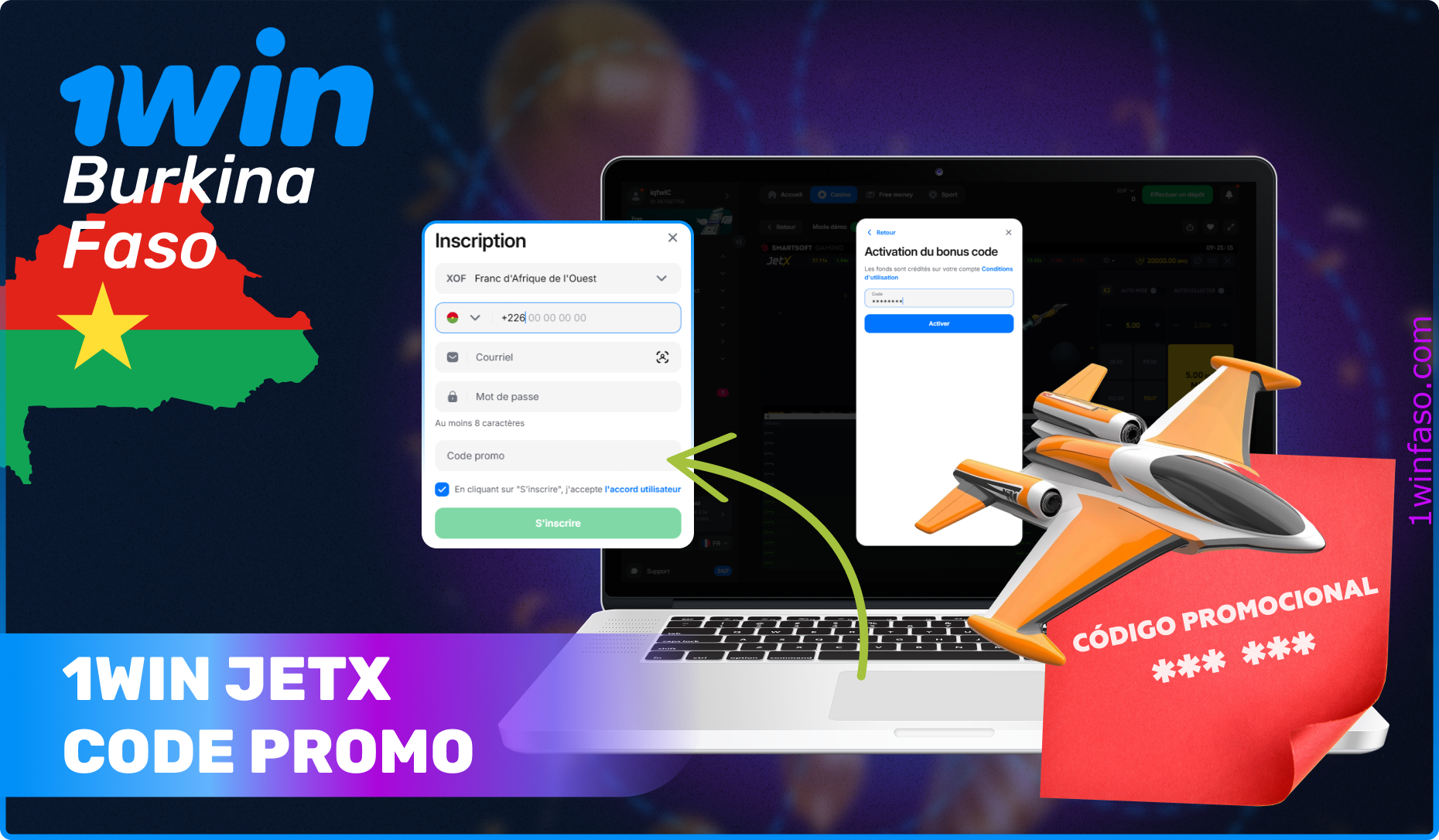 1win JetX Code promo pour les joueurs de Burkina Faso