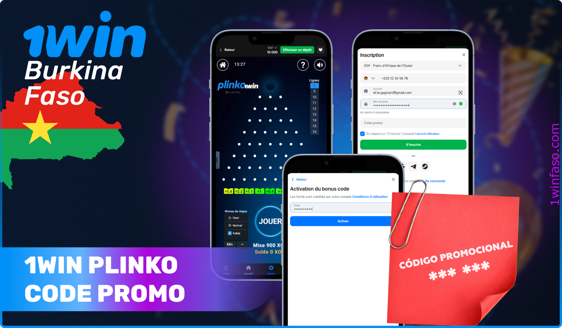 1win Plinko Code Promo pour les joueurs du Burkina Faso