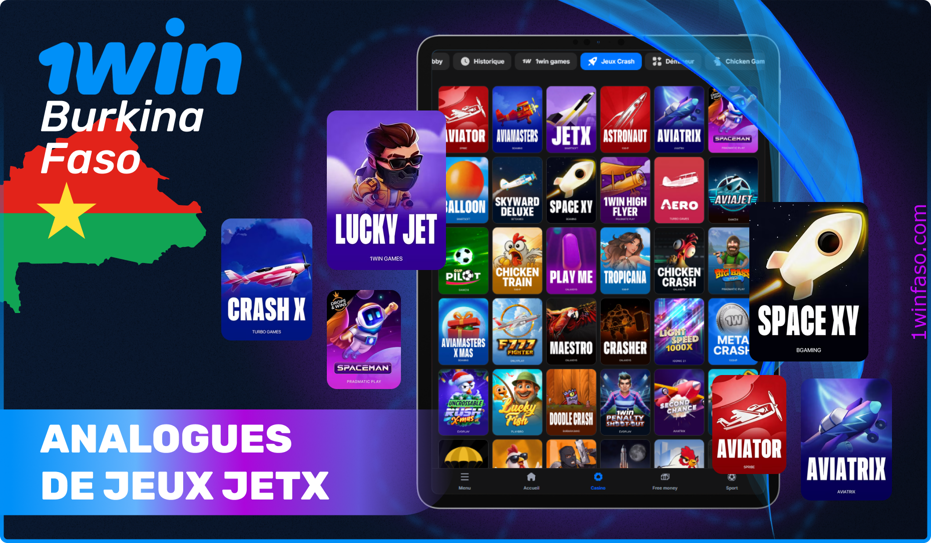 Analogues de jeux JetX dans la section 1win Casino