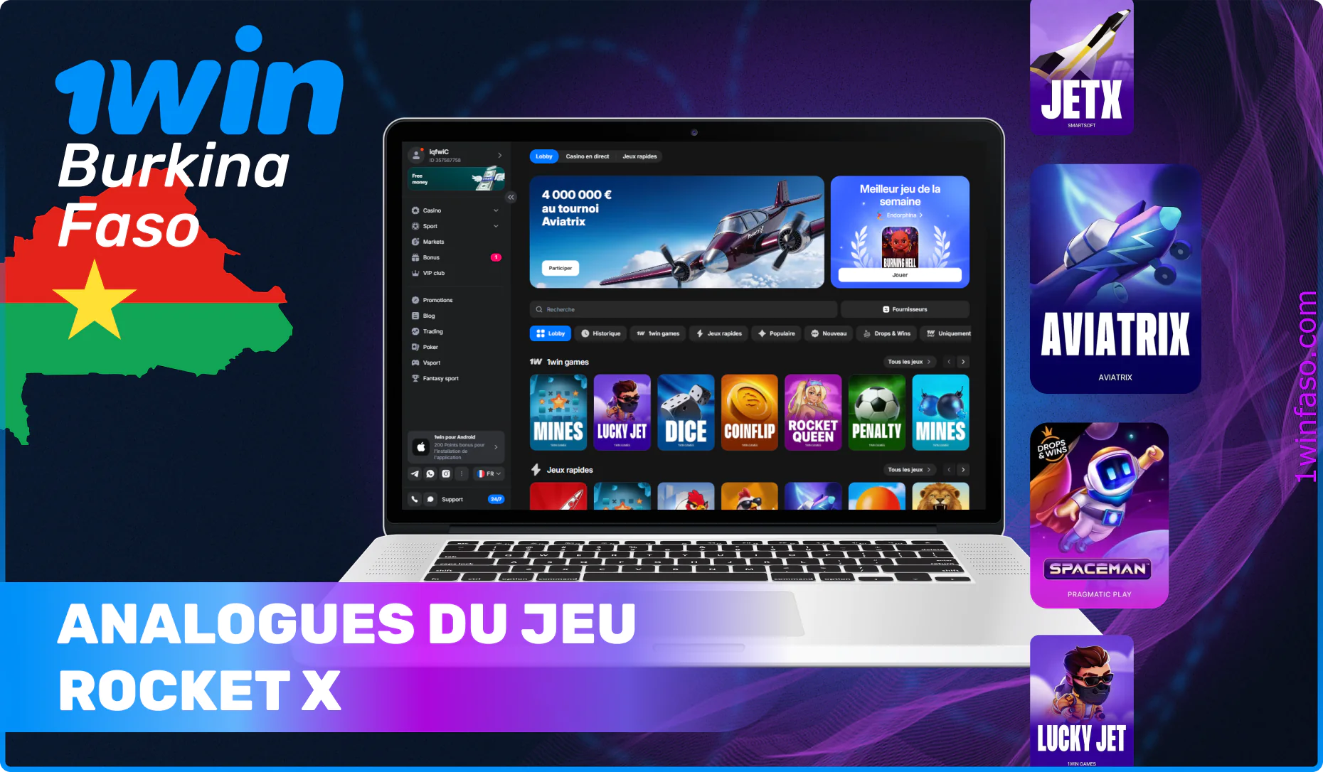 Analogues du jeu Rocket X dans la section du casino 1win