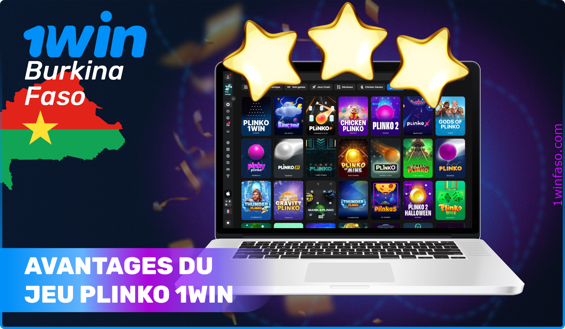 Avantages du jeu Plinko 1win