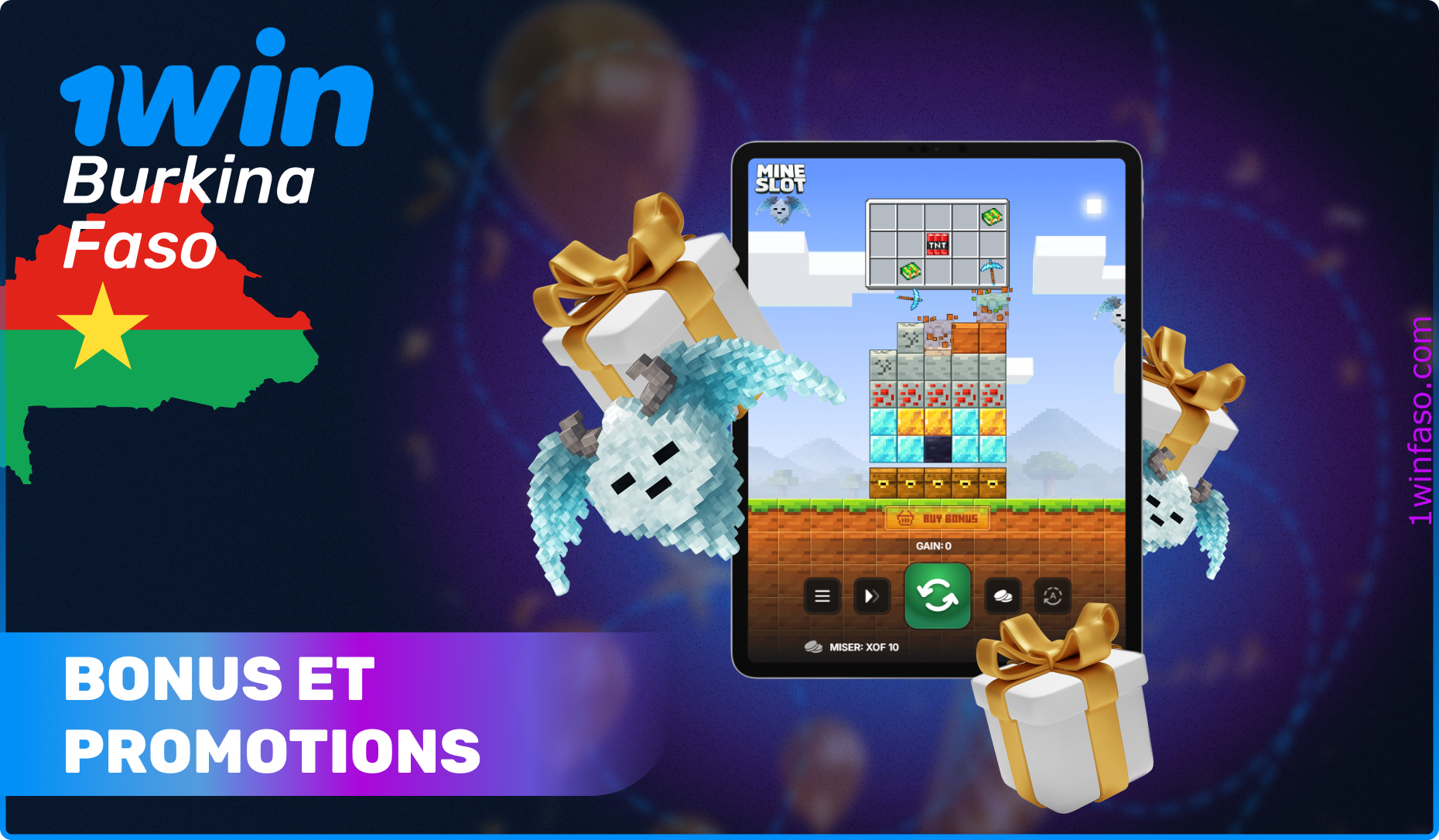 1win Mine Slot propose aux joueurs du Burkina Faso plusieurs types de bonus et promotions attractifs
