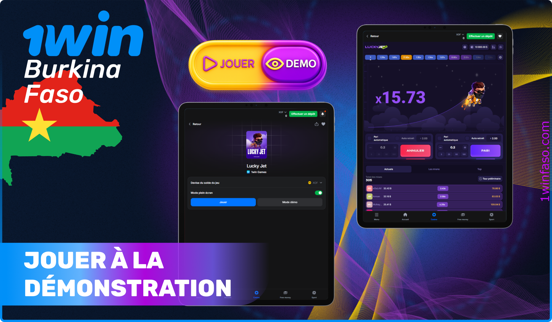 Instructions pour Jouer à la démonstration de 1win Lucky Jet sans perdre d'argent