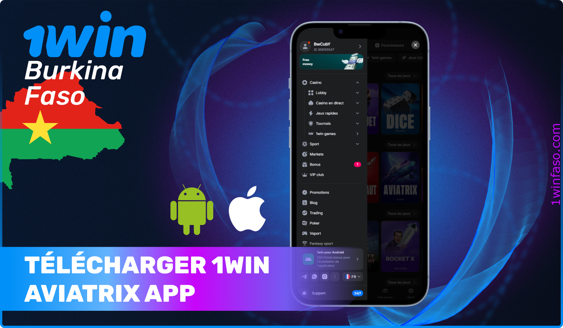 Instructions pour télécharger 1win Aviatrix sur appareils mobiles Android et iOS